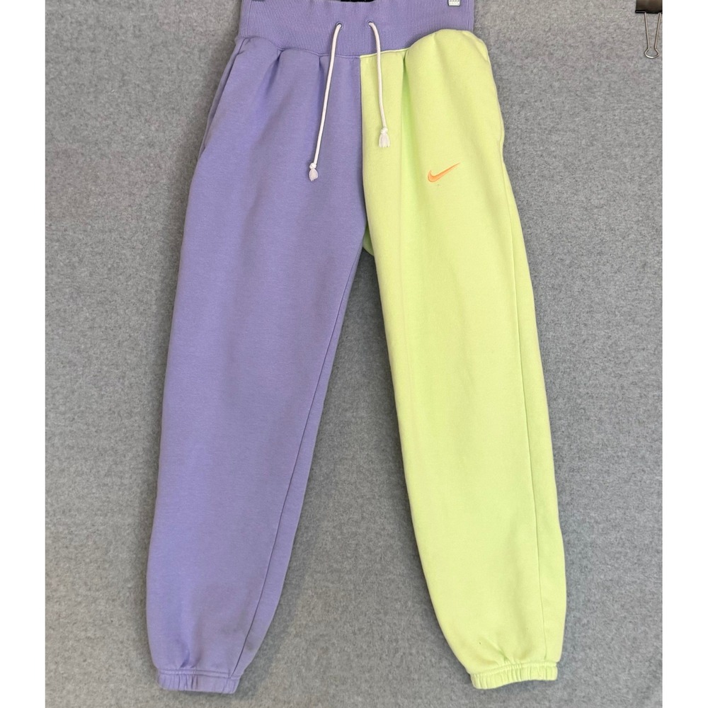 Nike Jogger Sweatpants Women XS Purple Lime READ Green Split Two Tone Colorblock